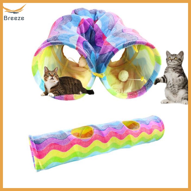 Đường Hầm Dài Thẳng Bằng Lông Nhung Chống Trầy Xước Có Thể Gập Lại Cho Mèo