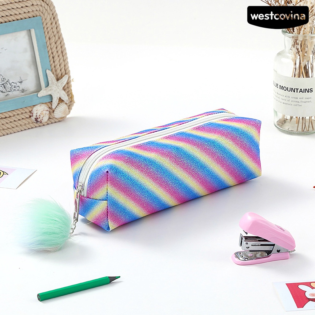 [COD] [COD]♪Bóp Viết Đa Năng Có Khóa Kéo Đính Bóng Lông Lấp Lánh