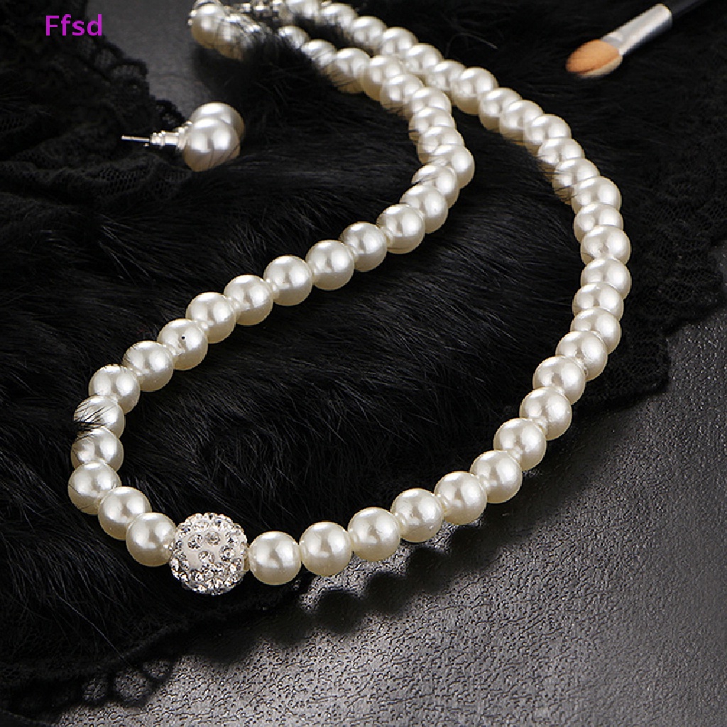 {Ffsd} Bộ Trang Sức Trang Sức Vòng Cổ Bông Tai Ngọc Trai Thời Trang Cho Cô Dâu Trong Tiệc Cưới Bán