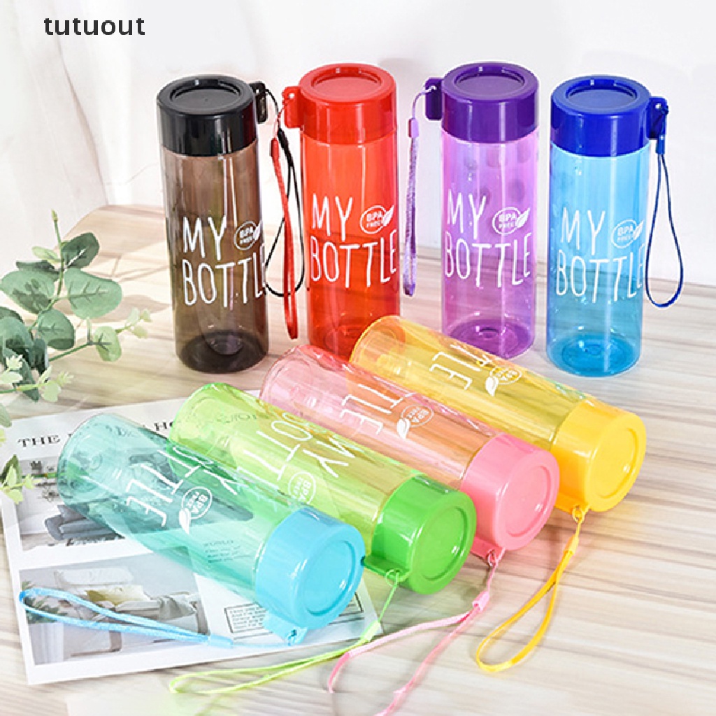 Bình Nước Thể Thao 500ml Bằng Nhựa Chống Rơi Có Dây Đeo