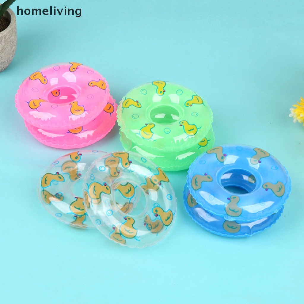 Set 2 Phao Bơi Tròn Hình Chú Vịt Dễ Thương Cho Nhà Búp Bê