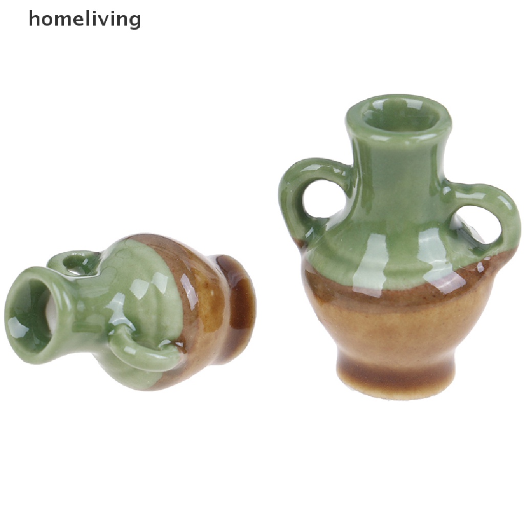 Set 2 Bình Hoa Gốm Mini Tỉ Lệ 1: 12 Trang Trí Nhà Búp Bê