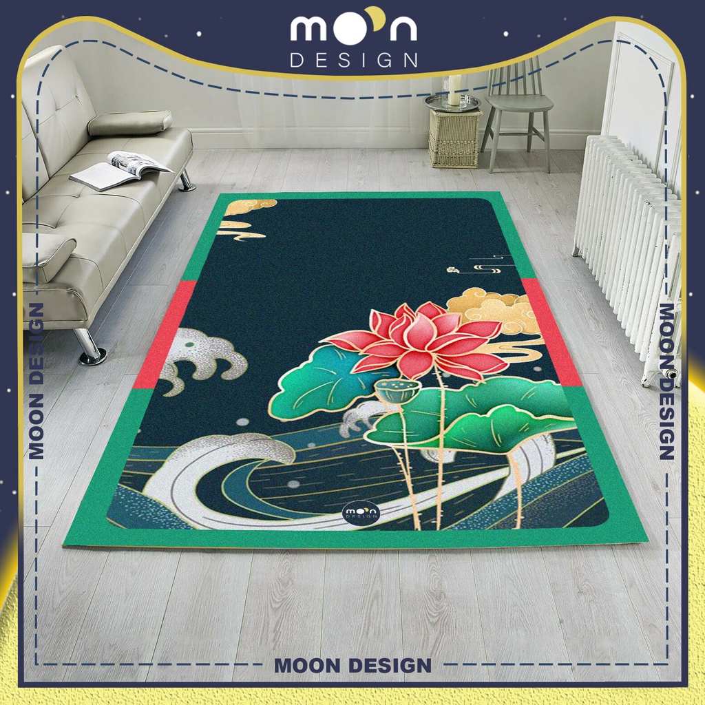 Thảm Trang Trí Moon Design Hoa Sen Photoshot Art Decor Trải Sàn Phòng Ngủ Phòng Khách Văn Phòng