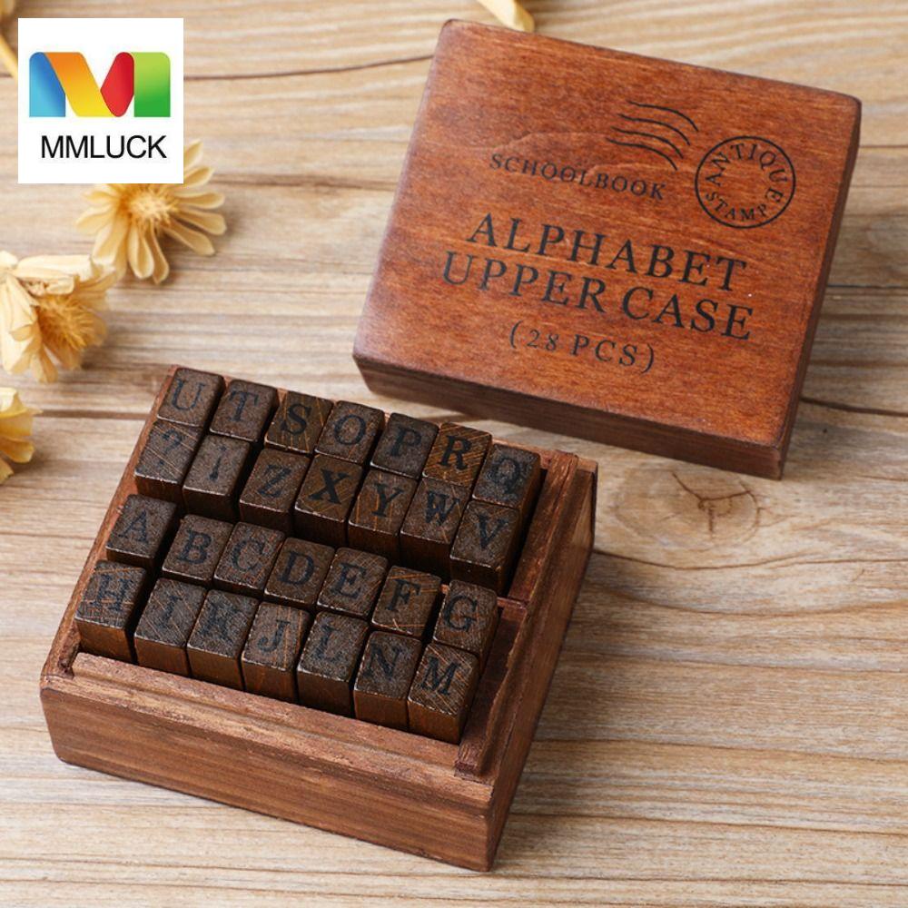 Bộ 28 Con Dấu In Chữ Thủ Công Phong Cách Retro