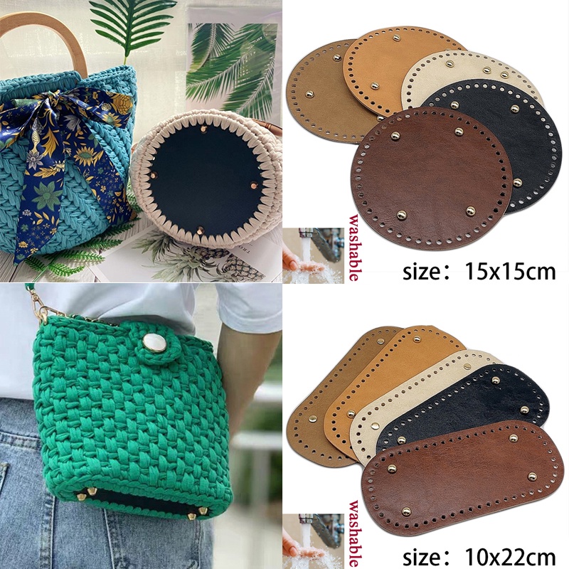 Túi Xách Da PU Màu Trơn Hình Bầu Dục Chống Mài Mòn DIY