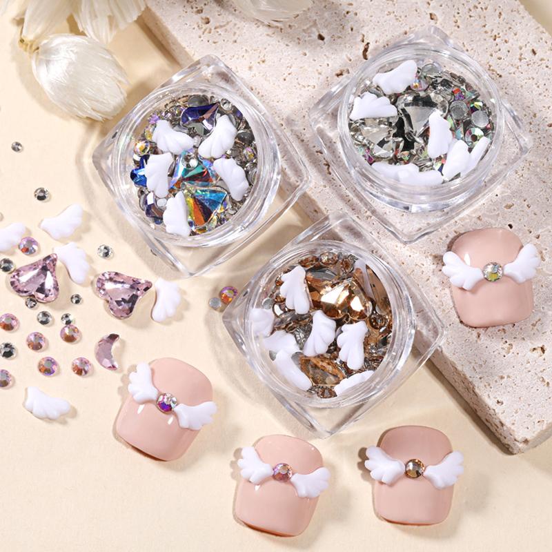 UR SUGAR Phụ Kiện Trang Trí Móng Tay 3D Hình Đôi Cánh / Trái Tim / Ngôi Sao Đáy Phẳng Bằng Acrylic