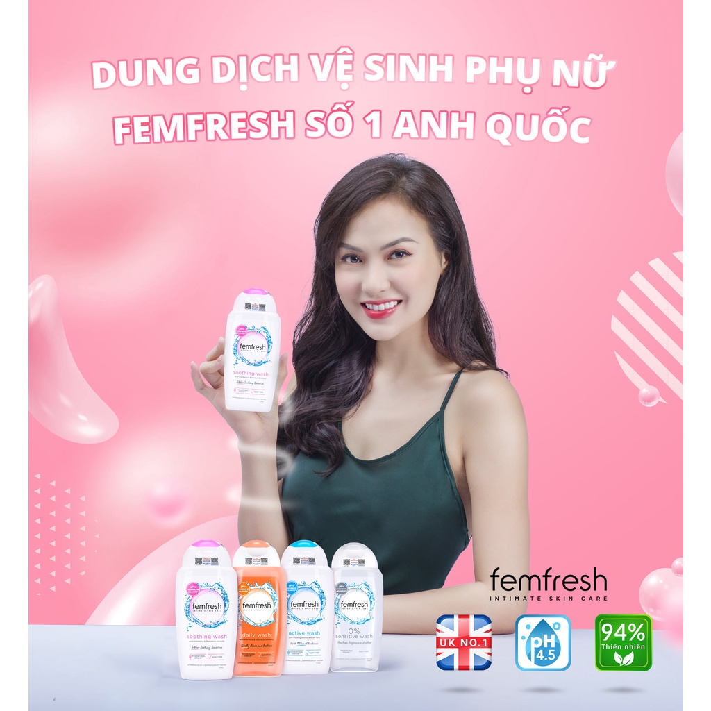 Dung dịch vệ sinh phụ nữ dịu nhẹ Femfresh Soothing Wash bổ sung lợi khuẩn 250ml  Extate Official Mall nội địa Anh