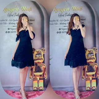 Váy voan nhún mặc 2 kiểu đi tiệc