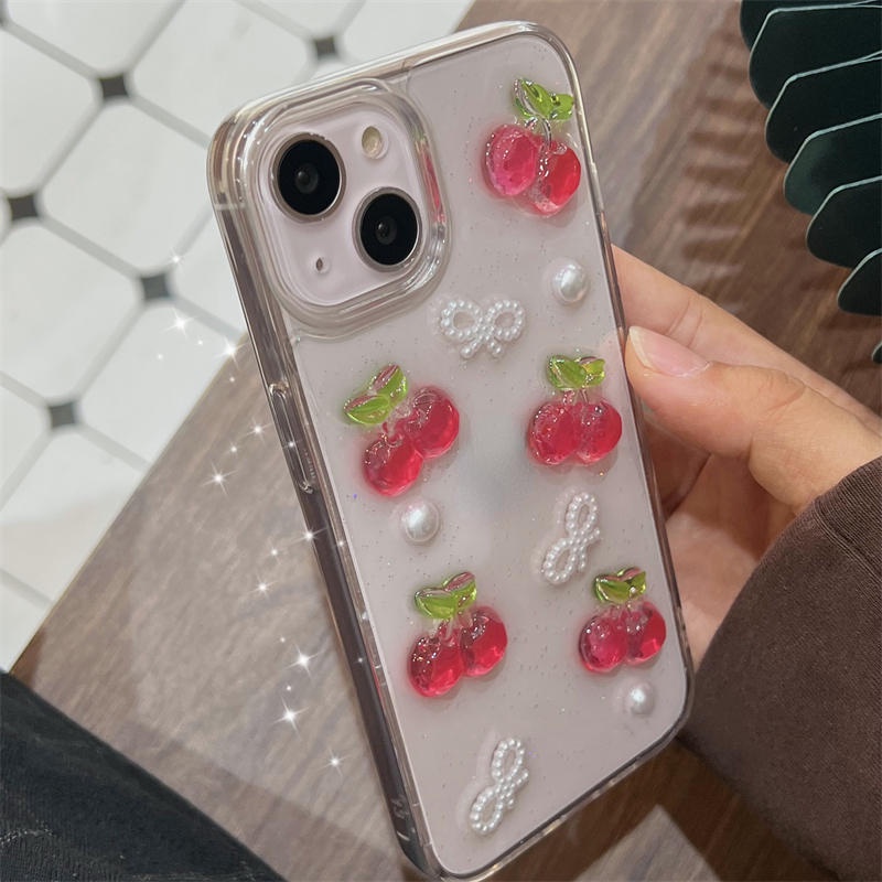 Ốp Điện Thoại TPU Mềm Hình Trái Cherry 3D Cho iPhone 14 13 12 11 Pro MAX Plus X XS MAX XR 7 8 Plus SE 2022 2020 14Plus 13Mini 12Mini