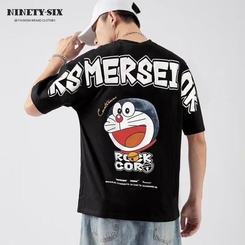 Áo Thun 100% Cotton Tay Ngắn Cổ Tròn In Họa Tiết Phong Cách Harajuku Nhật Bản Thời Trang Mùa Xuân Cho Nam M-5XL