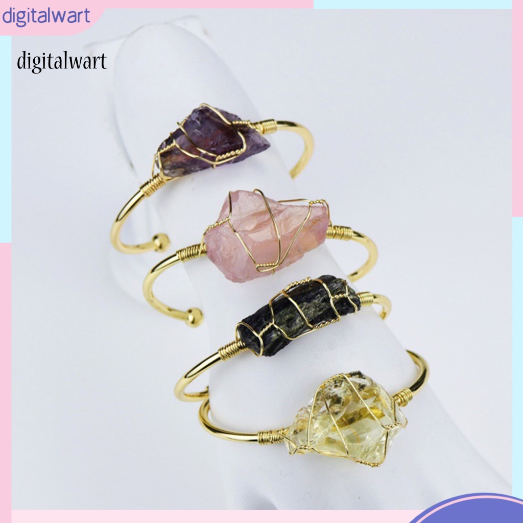 Kỹ Thuật Số| Vòng Tay Hợp Kim Hở Đính Đá Tự Nhiên Thời Trang Cho Nữ