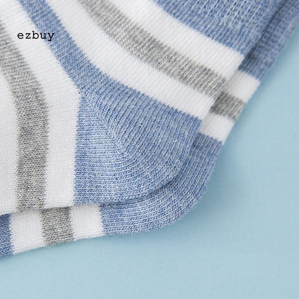 Bộ 5 Đôi Vớ Cotton Kẻ Sọc Mềm Mại Thấm Hút Mồ Hôi Cho Bé