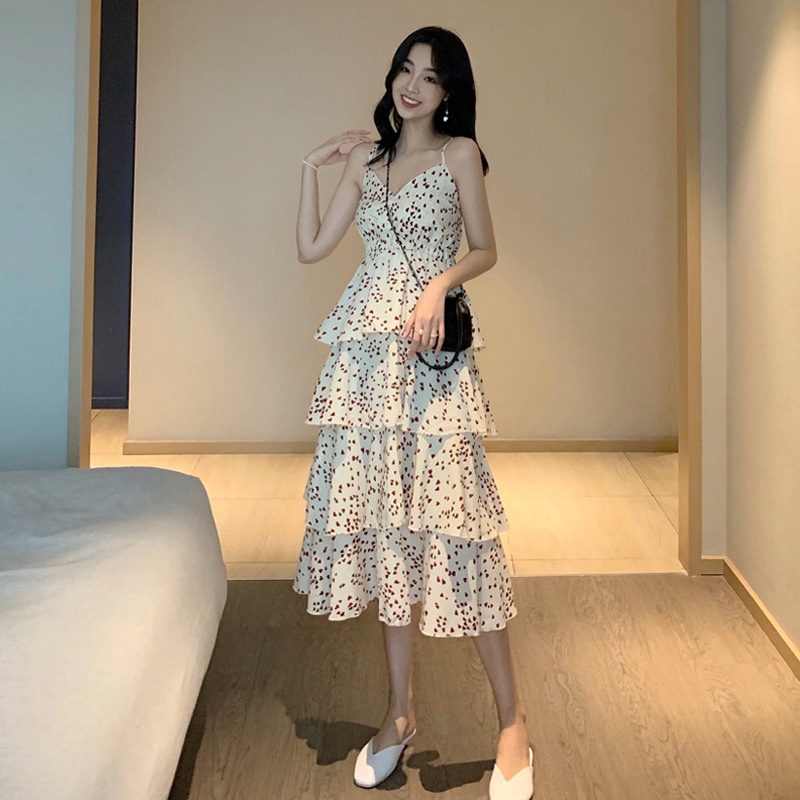 Váy Zhenghan, váy nhỏ khí chất, che bụng, giấu thịt, váy dài đến đầu gối, váy bé gái, váy cổ tích, váy dài, váy dài đến đầu gối, váy voan ngắn tay mùa hè, dài đại dương