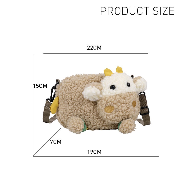 MISCHA Túi Đeo Chéo Lông Cừu Họa Tiết Hoạt Hình Phong Cách Nhật Bản Xinh Xắn