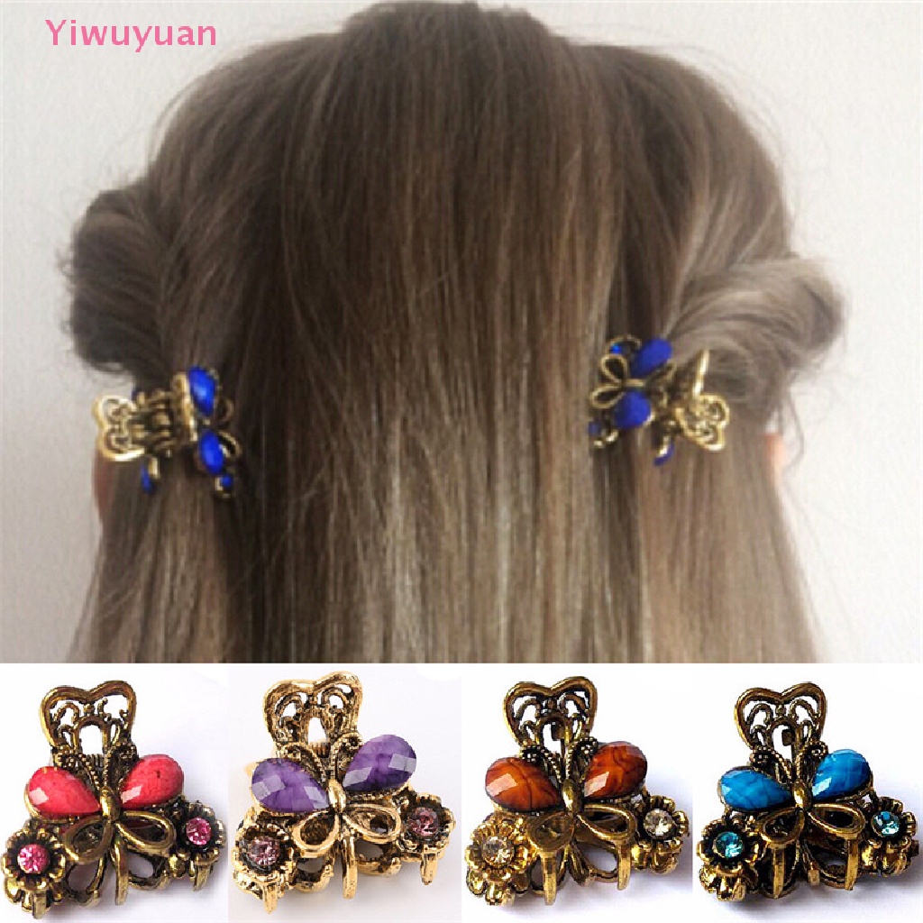 Kẹp Tóc Hình Bướm Mini Bằng Nhựa Resin Phong Cách Retro Thời Trang Cho Nữ