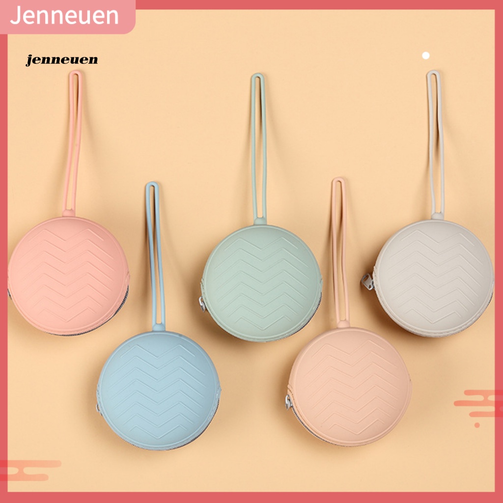 Jen Ví Đựng Tiền Xu Bằng Silicon Mịn Có Khóa Kéo Và Dây Đeo Nhỏ Gọn Màu Trơn Chống Thấm Nước Thay Đổi Hàng Ngày