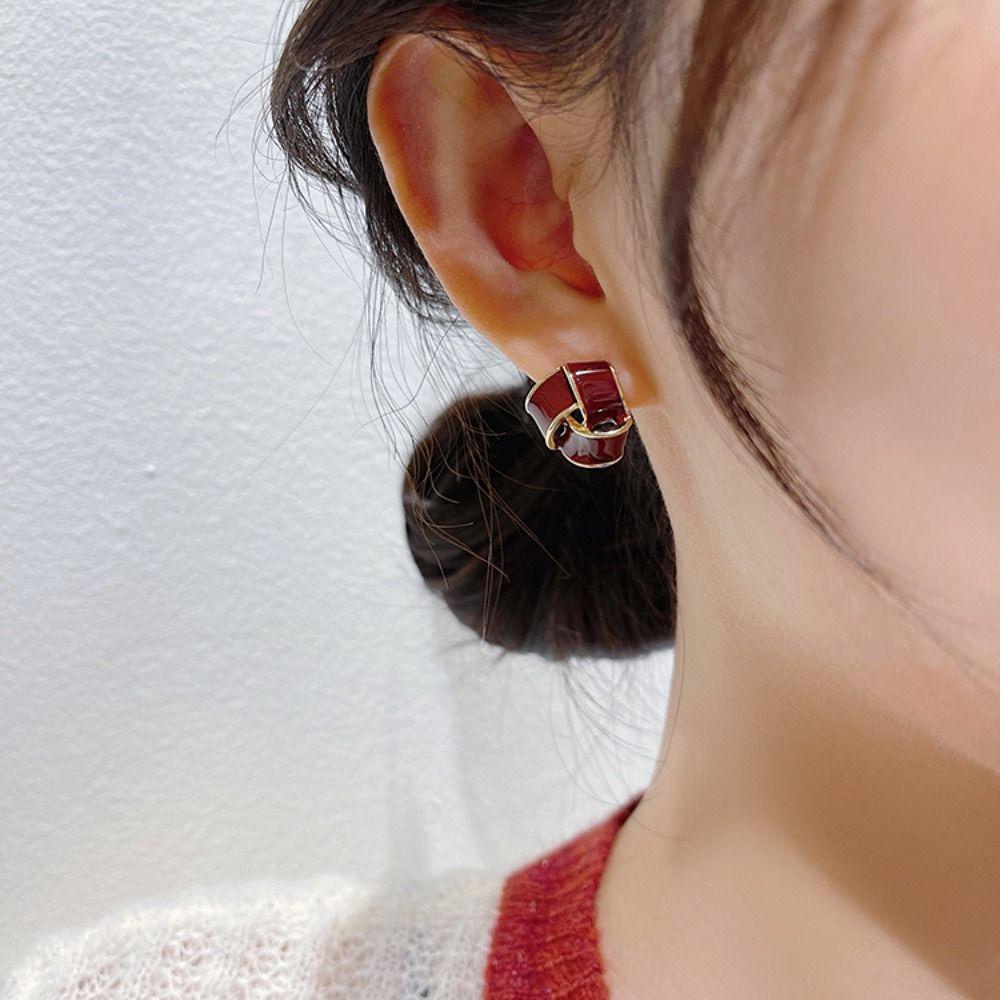 Bông Tai Hình Tam Giác Tráng Men Phong Cách Hàn Quốc|Bông Tai Kim Thiết Kế Độc Đáo Thời Trang