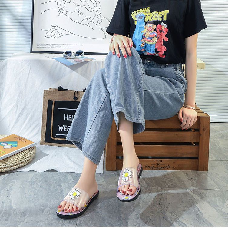 Dép Đi Trong Nhà Đế Bằng Chống Trượt Họa Tiết Hoa Cúc Nhỏ Dễ Thương Cho Nữ