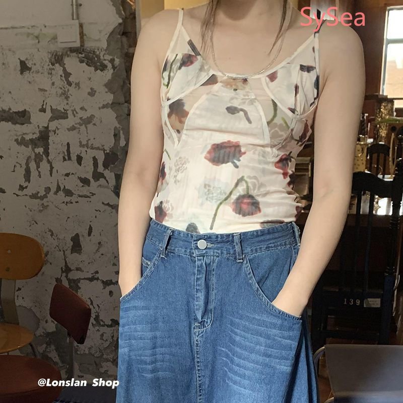 Áo Hai Dây Họa Tiết Hoa Quyến Rũ Cho Nữ