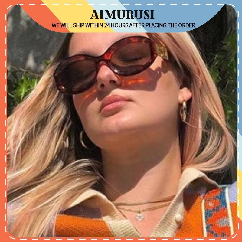 (AIMURUSI) COD Kính Râm Gọng Oval Nhỏ Không Đều Phong Cách Hip Hop Đường Phố