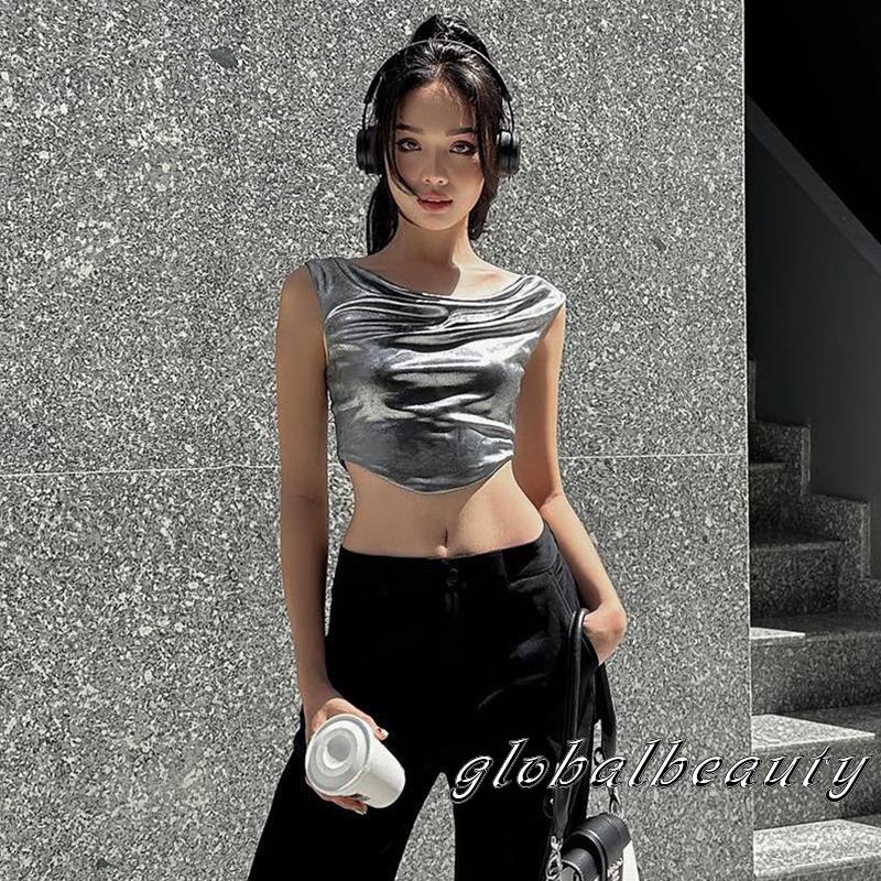 Áo Không Tay Cổ Tròn Dáng Ôm Màu Trơn Thời Trang Mùa Hè Dành Cho Nữ