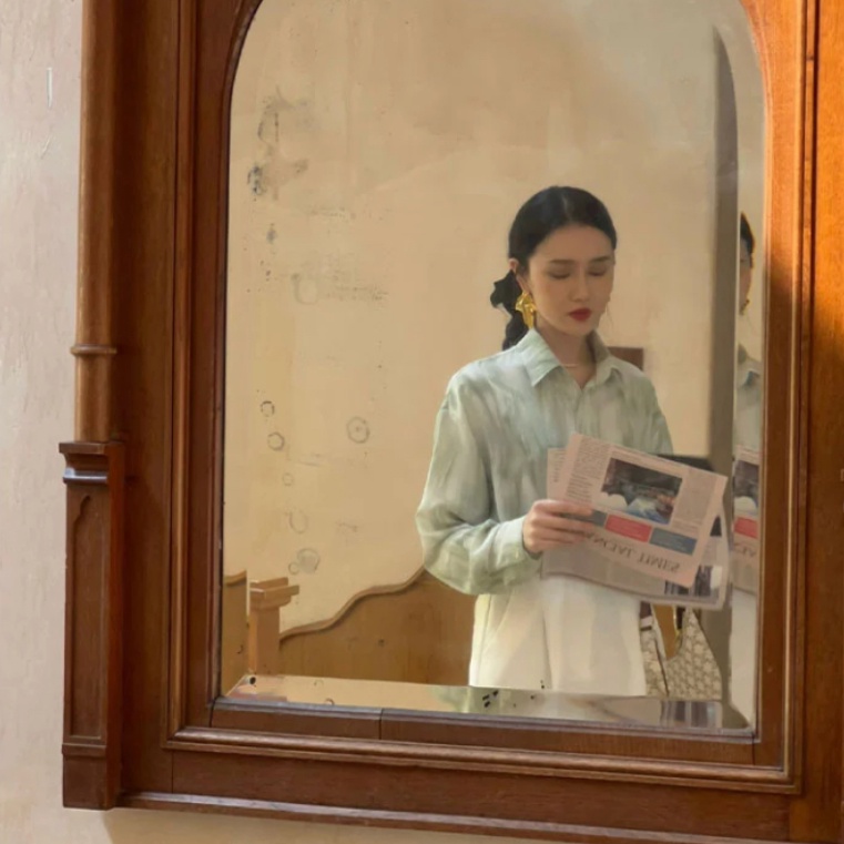 SUXI Áo Sơ Mi Tay Dài Nhuộm Màu Loang Dáng Rộng Thời Trang Cho Nữ