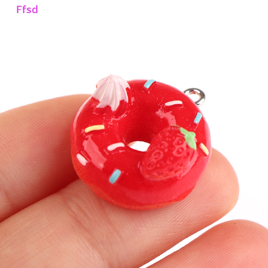 {Ffsd} Set 10 Phụ Kiện Làm Trang Sức Hình Bánh Donut Rỗng Bằng Nhựa Resin Dễ Thương