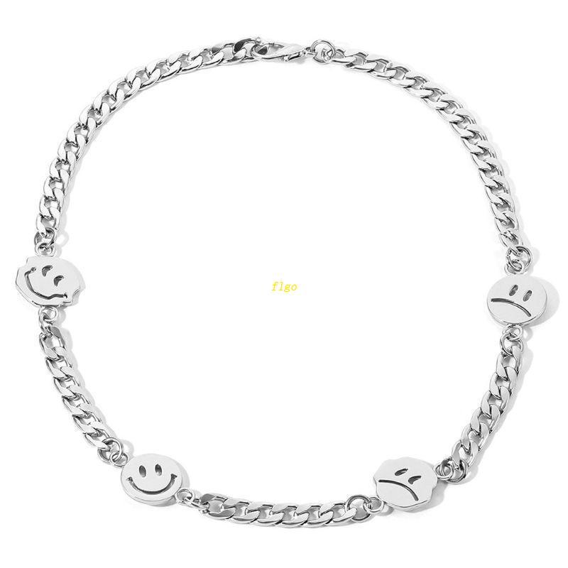 Flgo Vòng cổ Bằng Thép Titan Mặt Cười Khóc Phong Cách Hip Hop Đơn Giản Dành Cho Ngày Của Mẹ