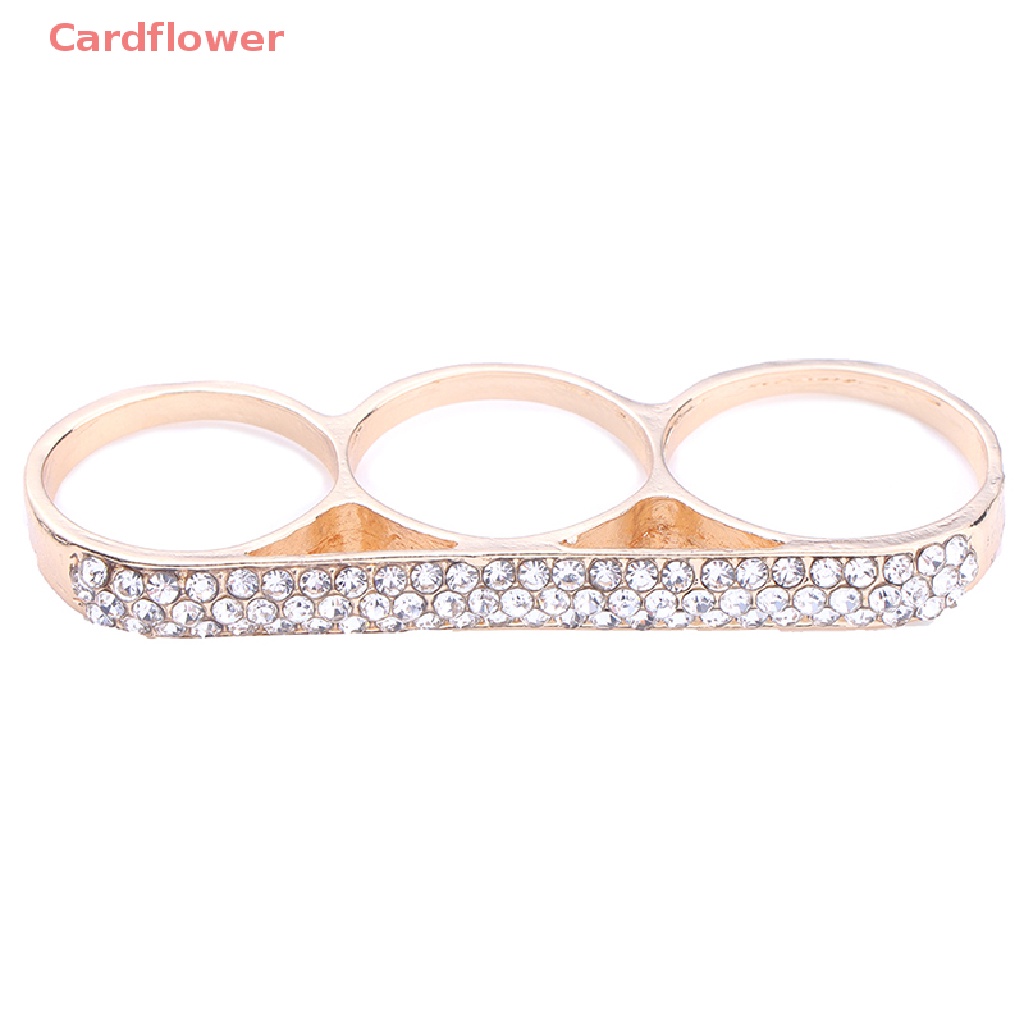 < Cardflower > Nhẫn Đeo Ba Ngón Tay Đơn Giản Bằng Thép Không Gỉ Thời Trang Làm Quà Tặng Trang Sức