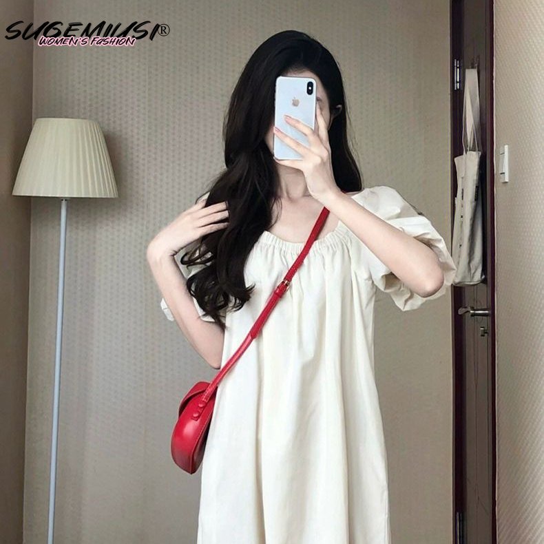 Đầm Dáng Dài Rộng Tay Phồng Thời Trang Mùa Hè Pháp Cho Nữ