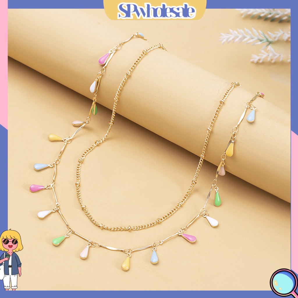 <SPwholesale> Set 2 Vòng cổ Hình Giọt Nước Nhiều Màu Sắc Giàu Có Kẹp Hình Dạng Tôm Hùm Trang Trí Di Động Dễ Phối Đồ Cho Nữ