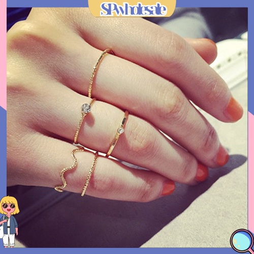 <SPwholesale> Set 5 Nhẫn Đeo Khớp Ngón Tay Thời Trang Nữ