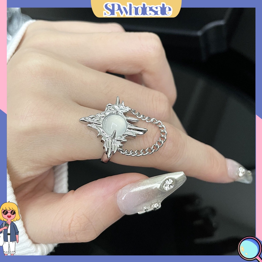 <SPwholesale> Nhẫn Kim Loại Xếp Ly Giả Ngọc Trai Phối Tua Rua Phong Cách Gothic Làm Quà Sinh Nhật Cho Nữ