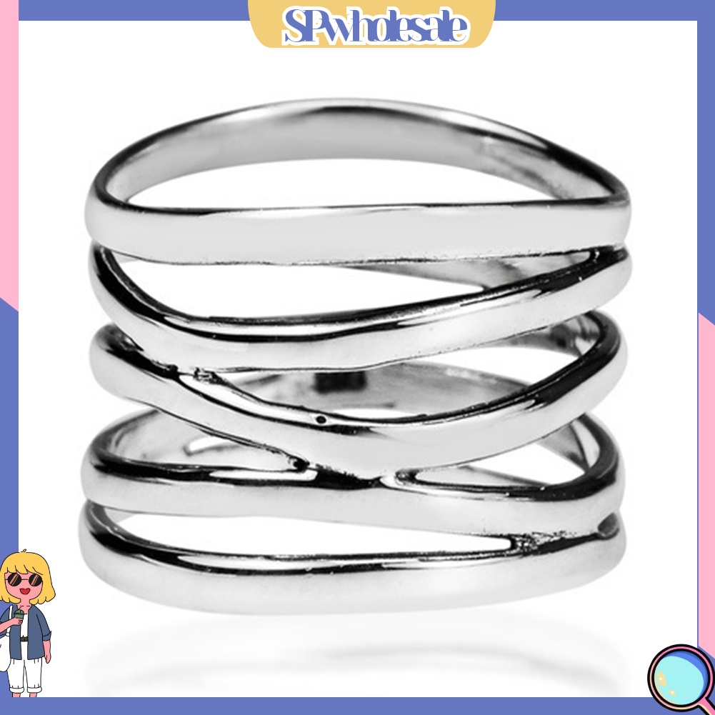 <SPwholesale> Nhẫn Đính Hôn Bản Rộng 5 Vòng Xoắn Thời Trang Cho Nữ