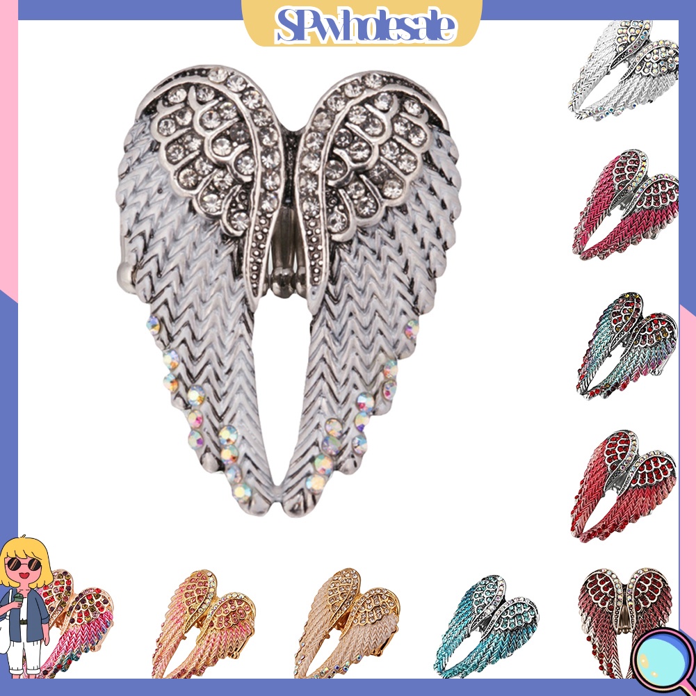 &lt;SPwholesale&gt; Nhẫn Hình Đôi Cánh Thiên Thần Đính Đá Nhiều Màu Thời Trang
