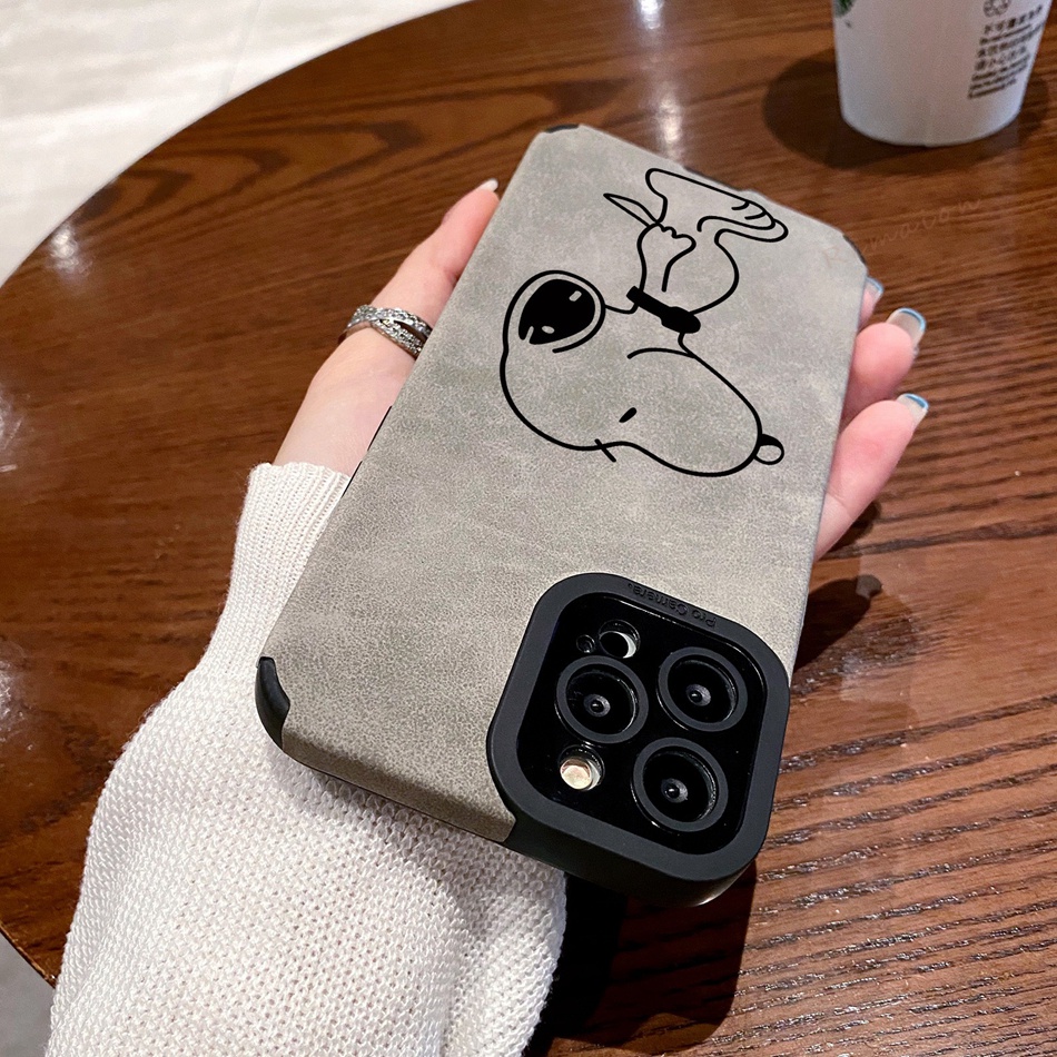 Ốp Điện Thoại Da Silicon Dẻo Hình Snoopy Cho iPhone 11 12 13 14 Pro MAX 11Pro 13Pro 7 8 Plus X XR XS MAX SE 2020