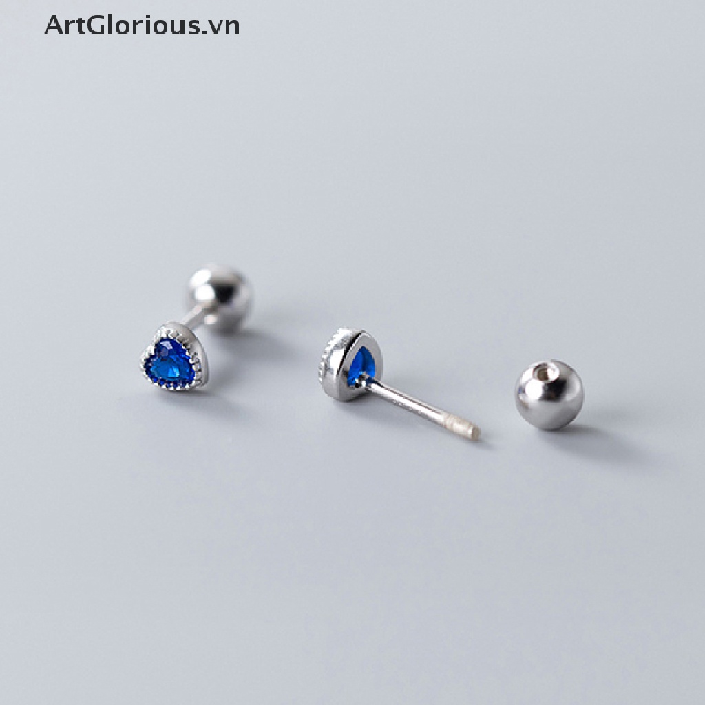 1 Đôi Bông Tai Đính Đá Zircon Hình Trái Tim Thời Trang Dành Cho Nữ