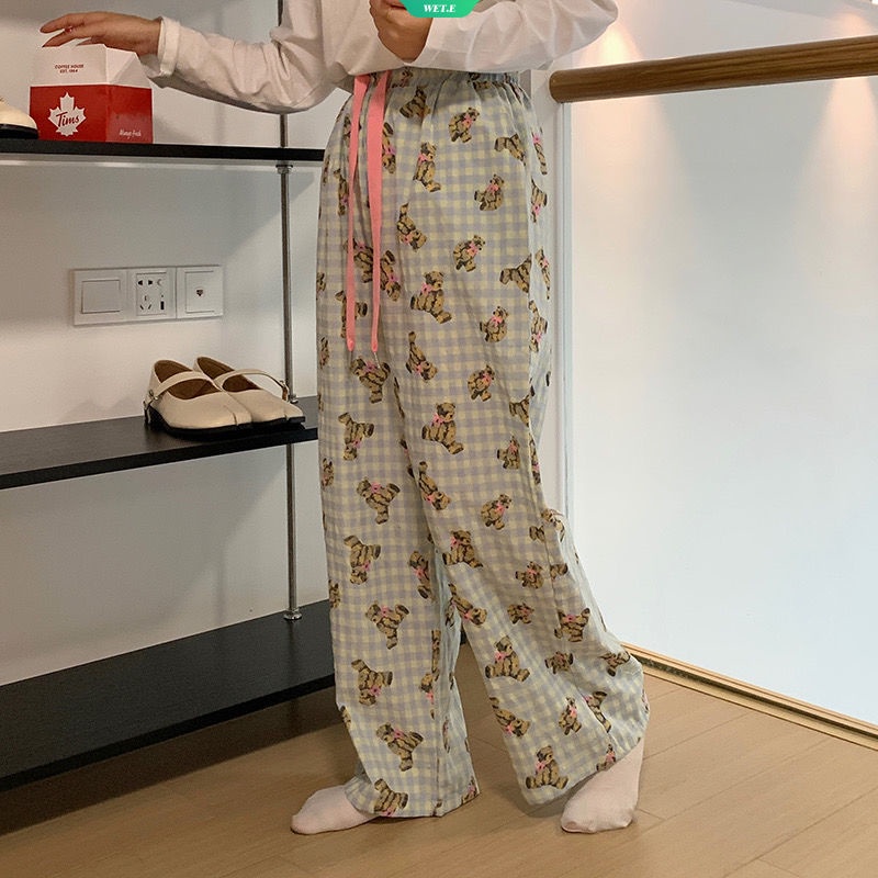 Quần Dài Dáng Rộng Họa Tiết Hoạt Hình Phong Cách Nhật Bản Thời Trang Xuân Thu Cho Nữ