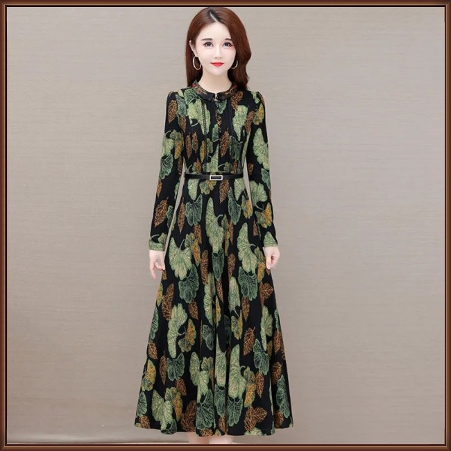 Đầm Midi Tay Dài Dáng Ôm In Họa Tiết Hoa Xinh Xắn Thời Trang Cho Nữ