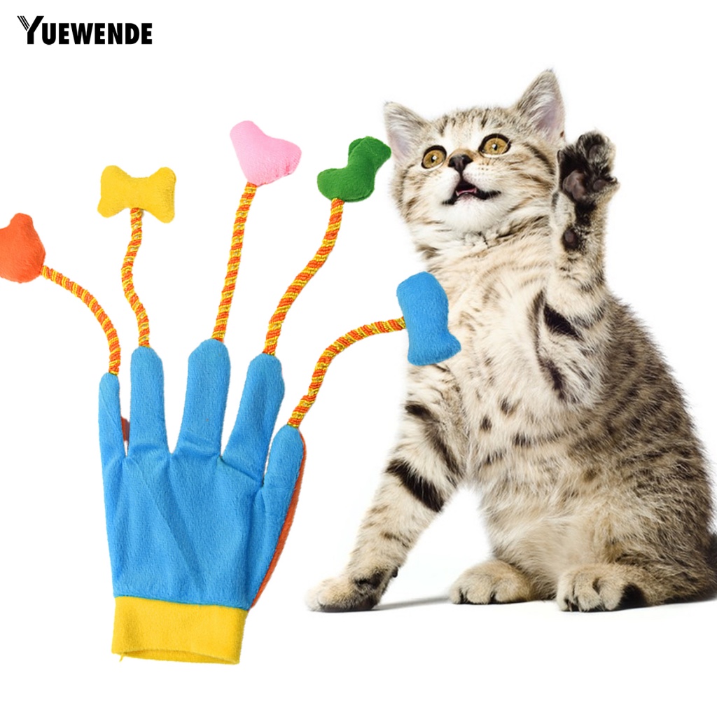 Găng Tay Bông Tua Rua Năm Ngón Chống Mài Mòn Đồ Chơi Cho Mèo