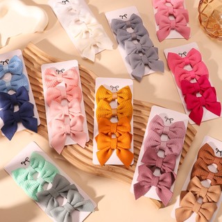 4 Cái / bộ Dễ Thương Màu Nơ Kẹp Tóc Cho Trẻ Em Nylon Mềm Handmade Mũ Phụ Kiện Tóc