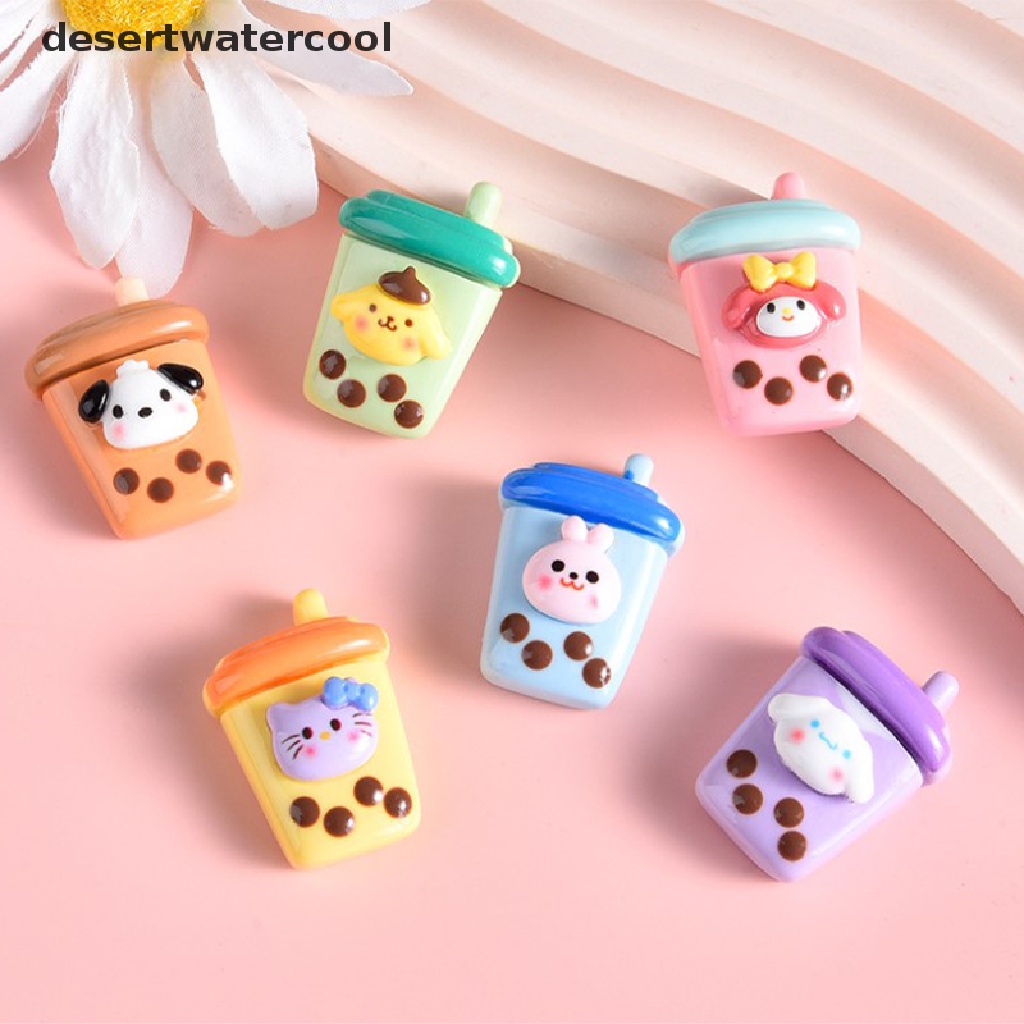 Devn Set 10 Miếng Dán Trang Trí Điện Thoại Hình Ly Trà Sữa Hoạt Hình DIY
