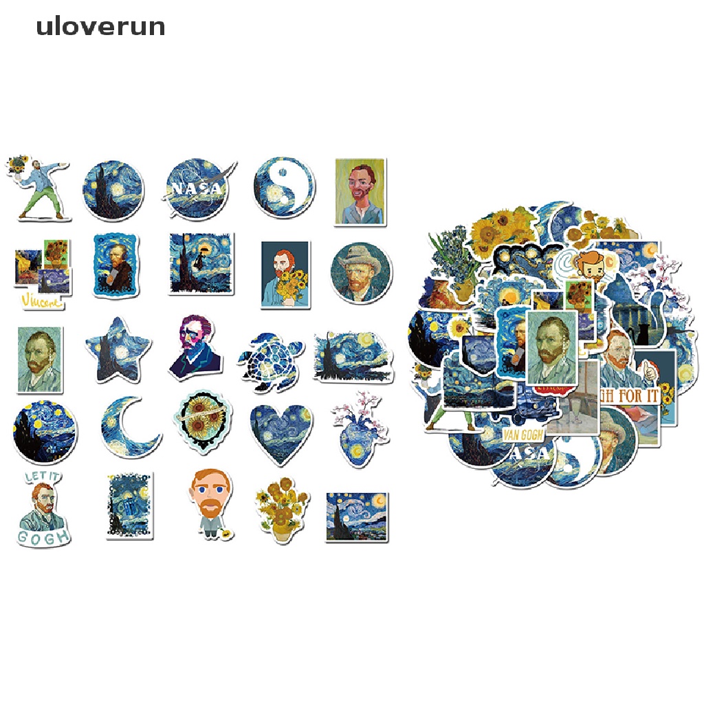 Set 40 Sticker Vincent Willem Van Gogh Trang Trí Nghệ Thuật