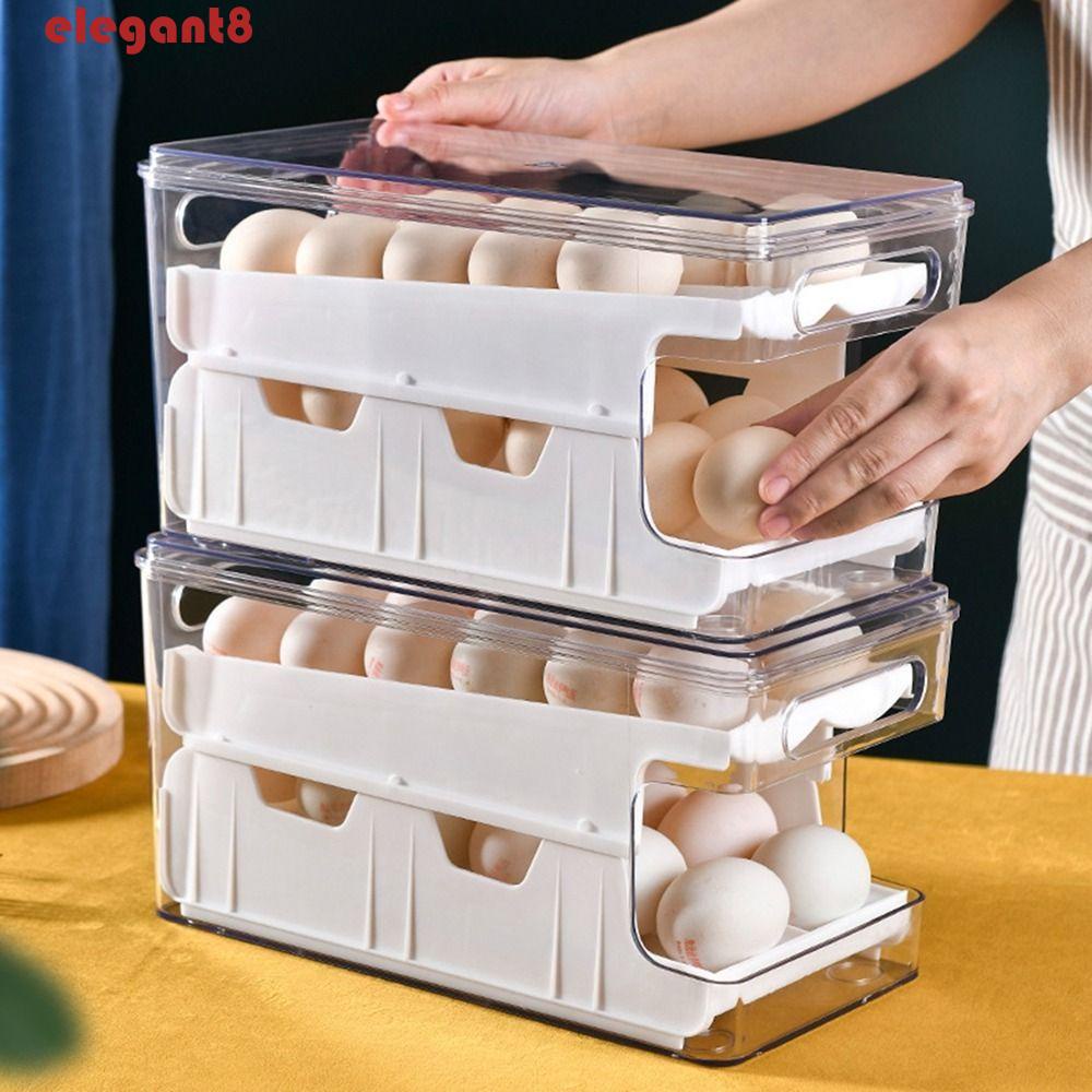 1 Hộp Đựng Trứng Dạng Trượt Hai Lớp Chống Sốc Chống Bụi Tiết Kiệm Không Gian