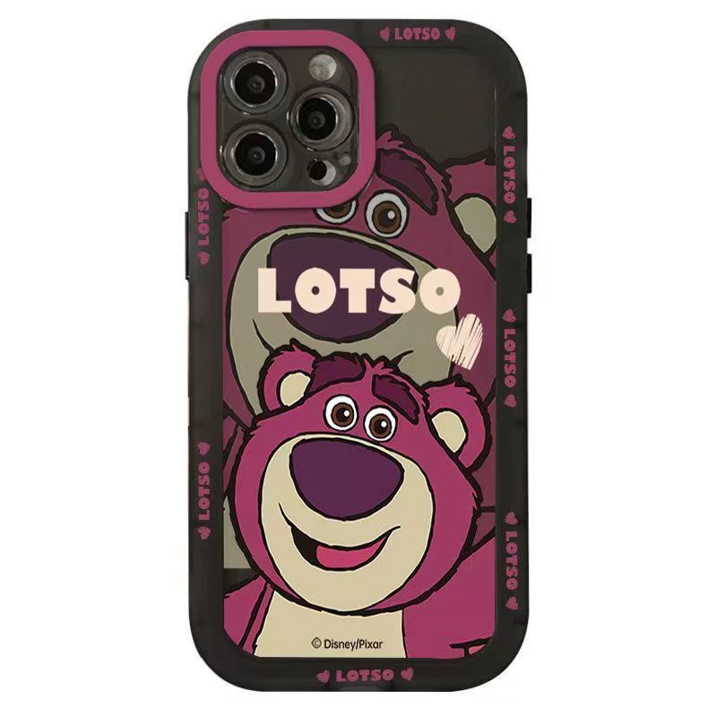 ✅Ốp Điện Thoại Trong Suốt Họa Tiết Gấu / Dâu Tây Dễ Thương Cho Iphone Pro xr 14 12 promax713