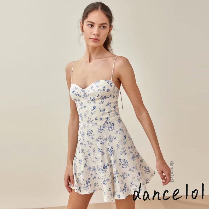 Đầm Múa 1O1 Dáng Chữ A Không Tay Hai Dây Họa Tiết Hoa Thời Trang Mùa Hè Cho Nữ