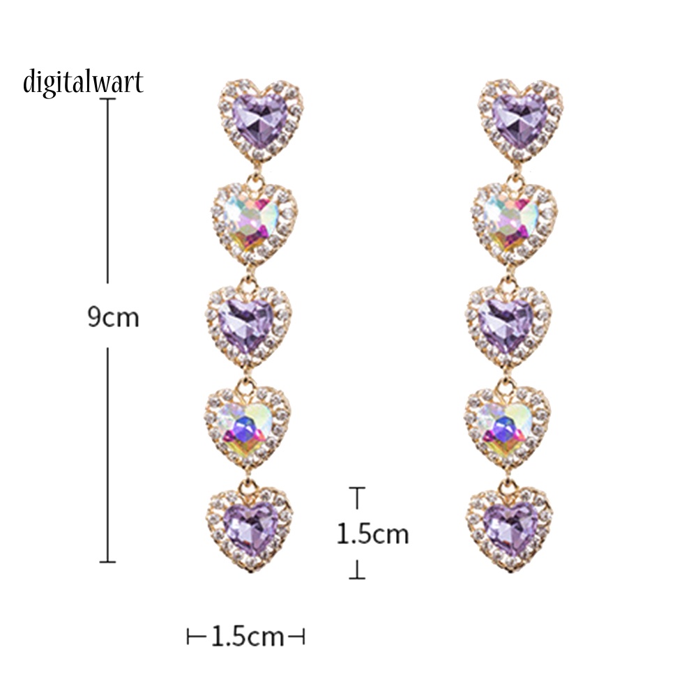 Kỹ Thuật Số| Bông Tai DạNg DàI HìNh TráI Tim ĐíNh Đá LấP LáNh