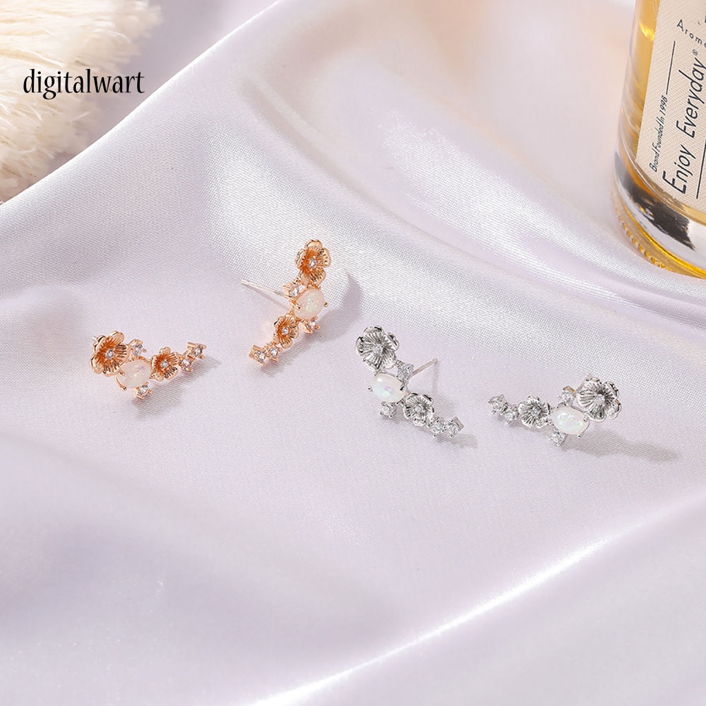 Kỹ Thuật Số| 1 Đôi Bông Tai Hình Hoa Đính Đá Opal Giả Bằng Đồng Sáng Bóng Cổ Điển Dành Cho Nữ Dự Tiệc