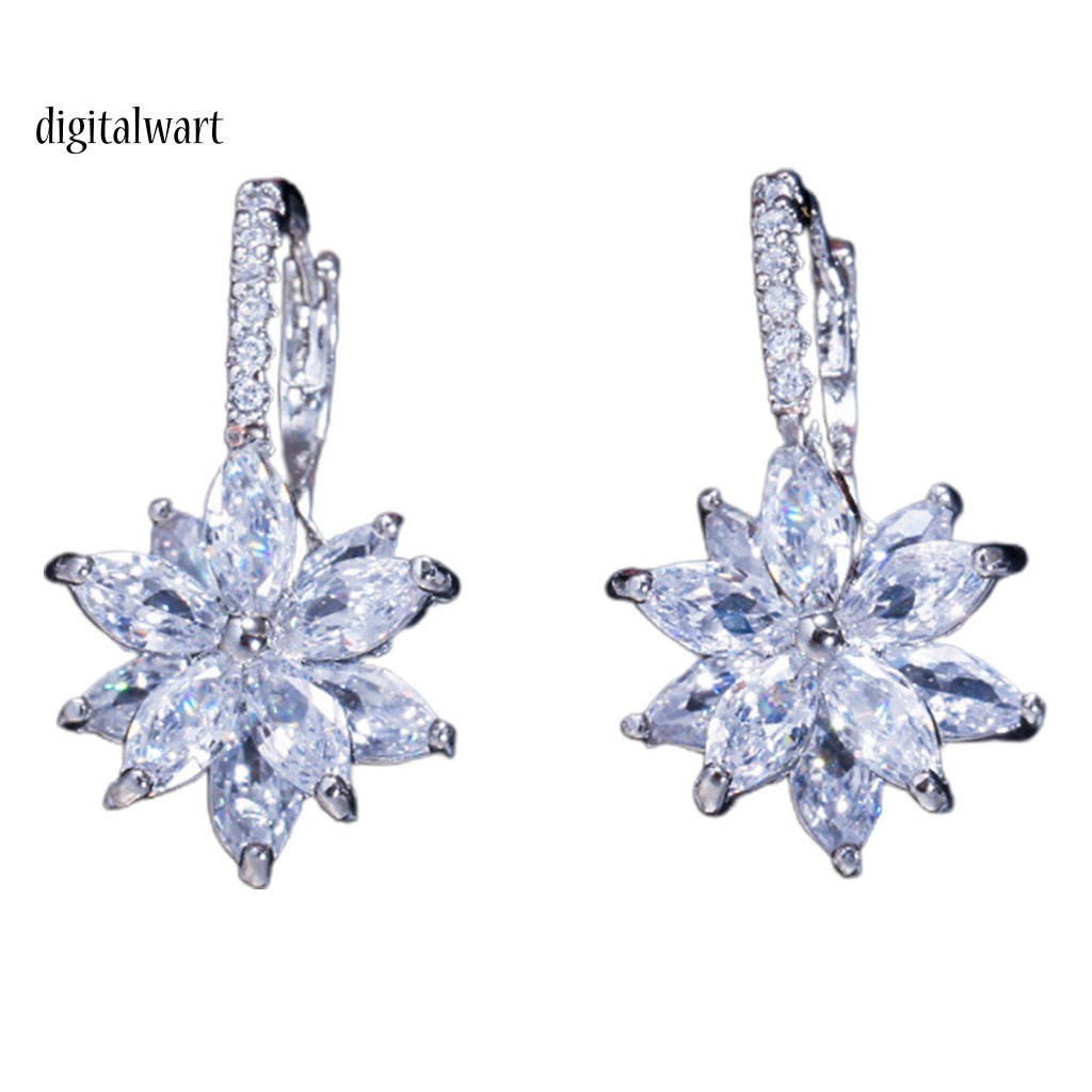 Kỹ Thuật Số| 1 Đôi Bông Tai Dáng Dài Hình Hoa Đính Đá Lấp Lánh Dùng Hàng Ngày