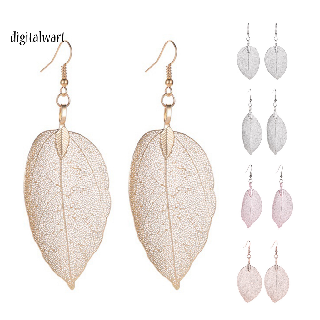 Kỹ Thuật Số| 1 Đôi Bông Tai Hình Chiếc Lá Bằng Thép Không Gỉ Bền Bỉ Thời Trang Cho Nữ